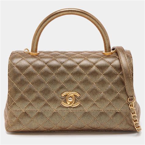 chanel caviar bag small|Chanel Coco Handle Flap Quilted Caviar Gold.